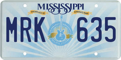 MS license plate MRK635