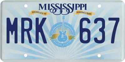 MS license plate MRK637