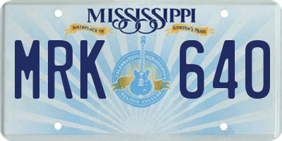 MS license plate MRK640