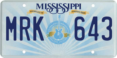 MS license plate MRK643