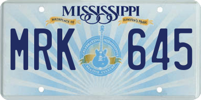 MS license plate MRK645