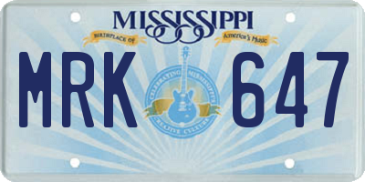 MS license plate MRK647