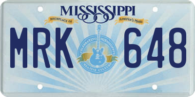 MS license plate MRK648