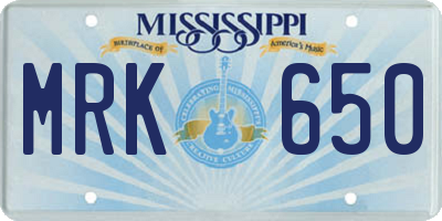 MS license plate MRK650
