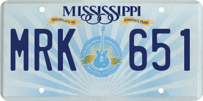 MS license plate MRK651