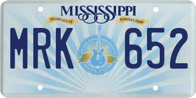 MS license plate MRK652
