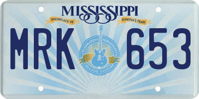 MS license plate MRK653