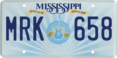 MS license plate MRK658
