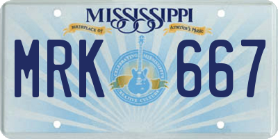 MS license plate MRK667