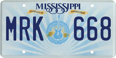 MS license plate MRK668