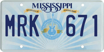 MS license plate MRK671