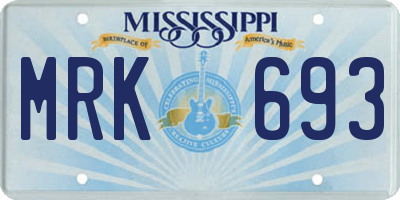 MS license plate MRK693