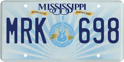 MS license plate MRK698