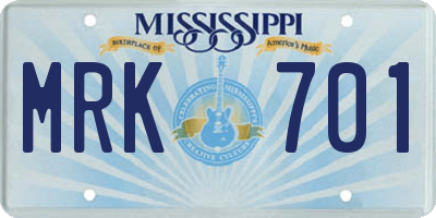 MS license plate MRK701
