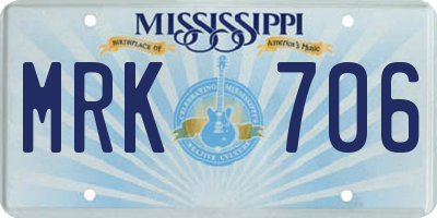 MS license plate MRK706