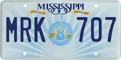 MS license plate MRK707