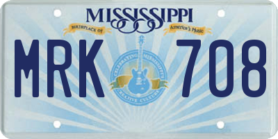 MS license plate MRK708