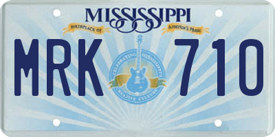 MS license plate MRK710