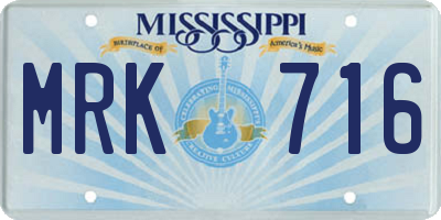 MS license plate MRK716