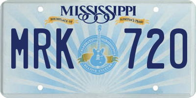 MS license plate MRK720