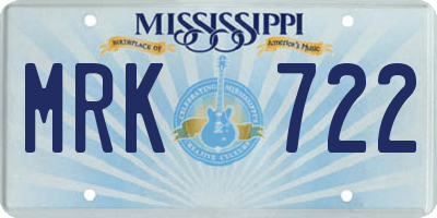 MS license plate MRK722