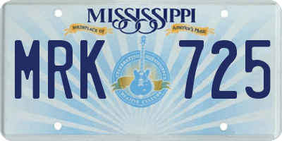 MS license plate MRK725