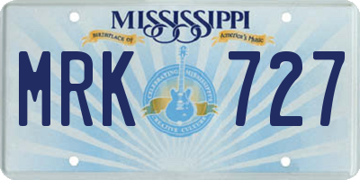 MS license plate MRK727
