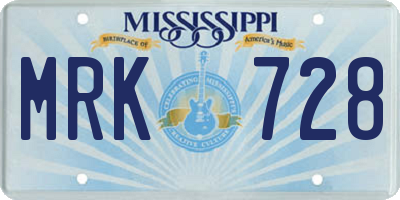 MS license plate MRK728