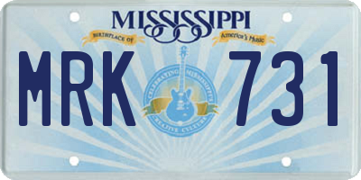 MS license plate MRK731