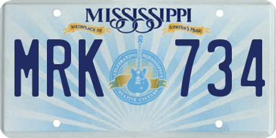 MS license plate MRK734