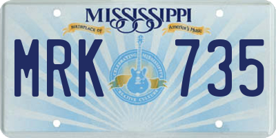 MS license plate MRK735