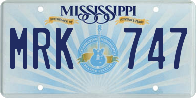 MS license plate MRK747