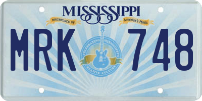 MS license plate MRK748