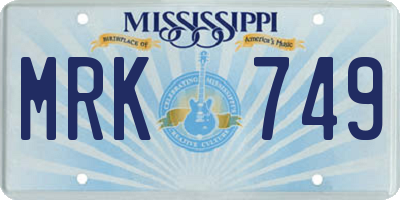 MS license plate MRK749