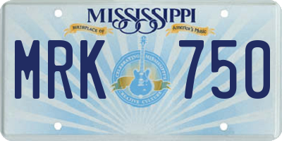 MS license plate MRK750