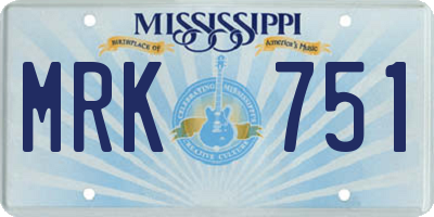 MS license plate MRK751