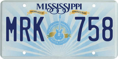 MS license plate MRK758