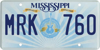 MS license plate MRK760
