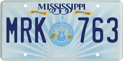 MS license plate MRK763