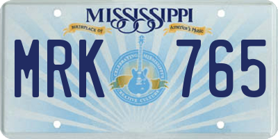 MS license plate MRK765