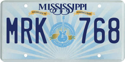 MS license plate MRK768