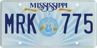 MS license plate MRK775