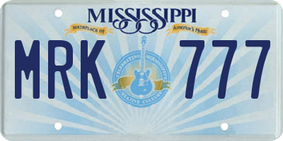 MS license plate MRK777