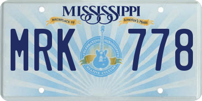 MS license plate MRK778