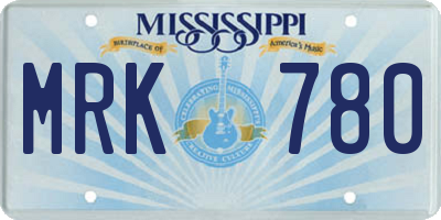 MS license plate MRK780