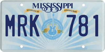 MS license plate MRK781