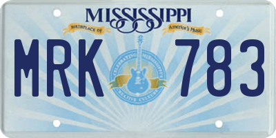 MS license plate MRK783