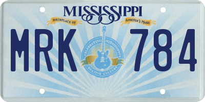 MS license plate MRK784