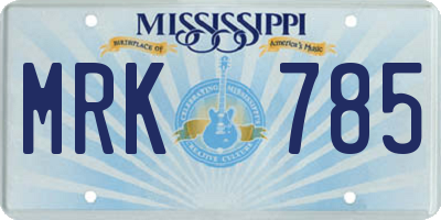 MS license plate MRK785