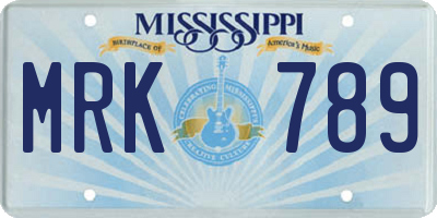 MS license plate MRK789